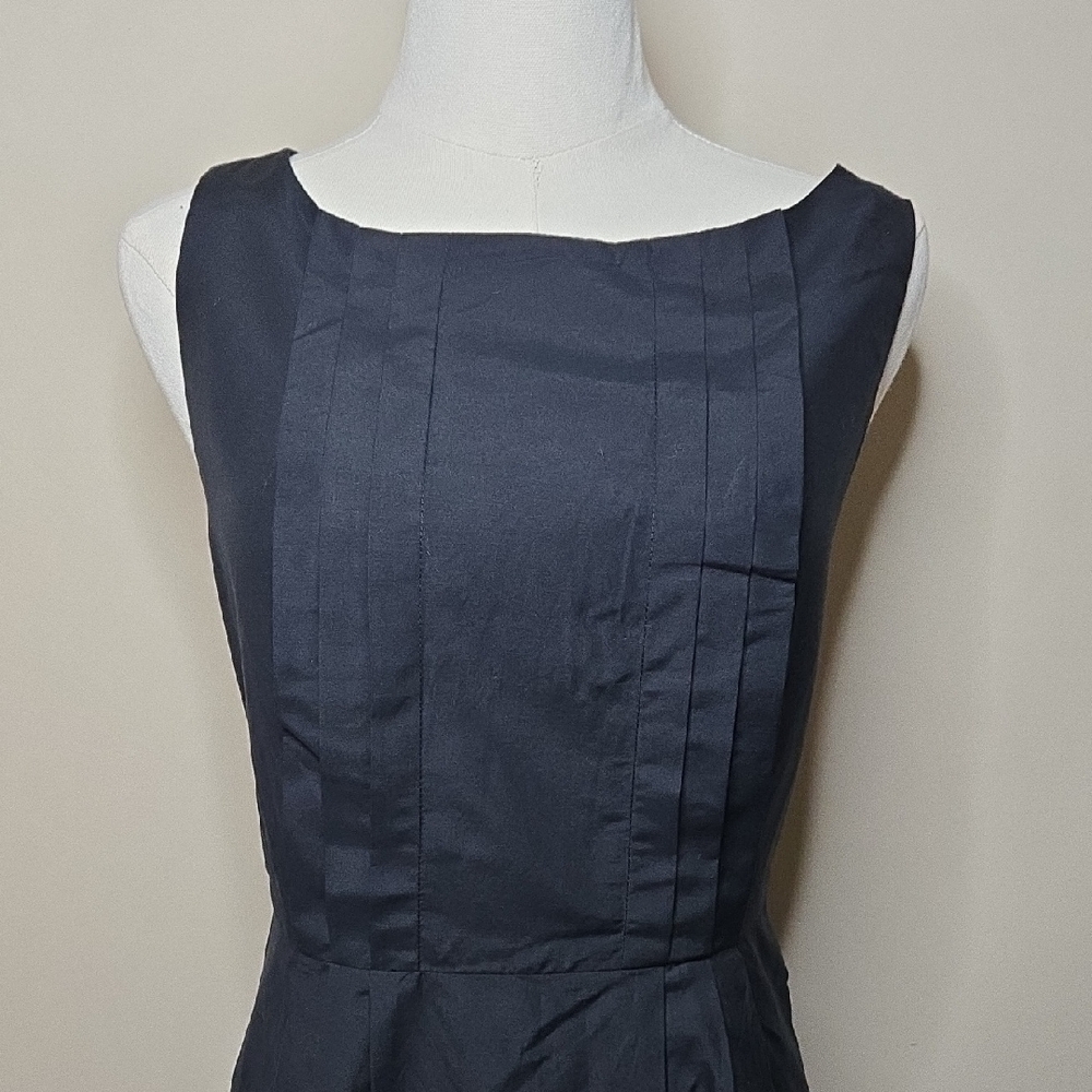 Lands' End Navy Cotton Silk Sleeveless Dress Size 6 Quiet Luxury Preppy Coastal